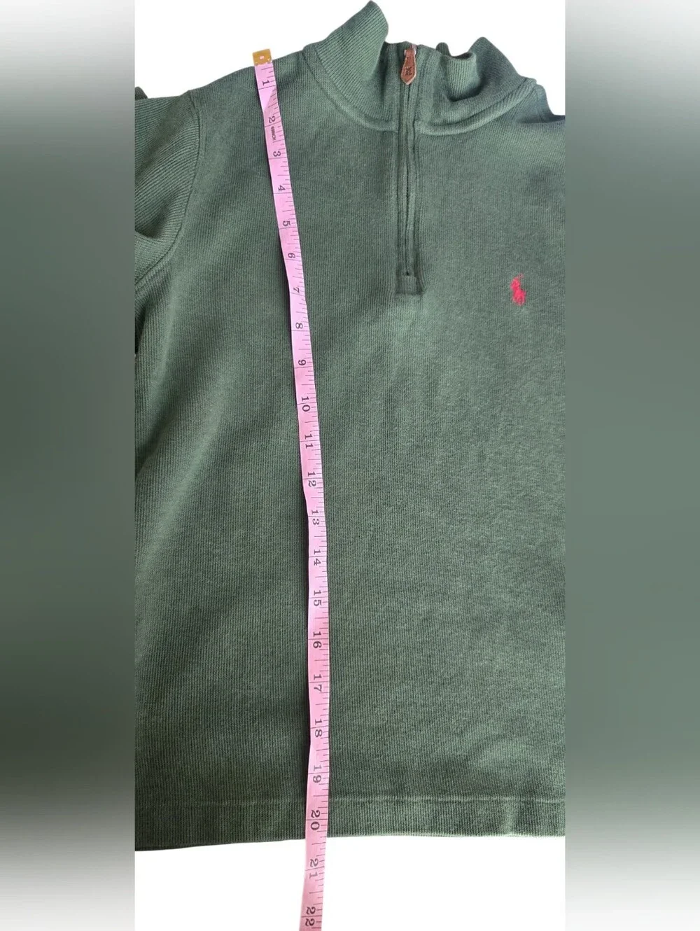 Polo Ralph Lauren Boys Estate Rib Quarter Zip Pullover Sweater Green Siz M 10-12